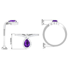 Designer Amethyst Teardrop Engagement Ring with Diamond