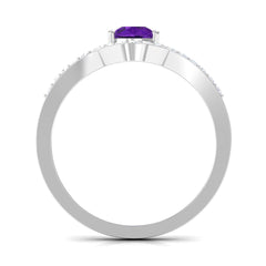 Designer Amethyst Teardrop Engagement Ring with Diamond