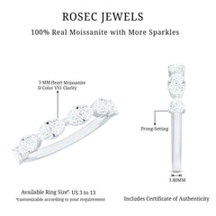 Heart Shaped Moissanite Wedding Band for Women