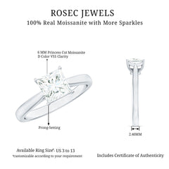 Princess Cut Moissanite Solitaire Engagement Ring