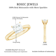 Princess Cut Moissanite Solitaire Engagement Ring