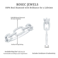 Certified Diamond Chain Link Ring in Prong Setting