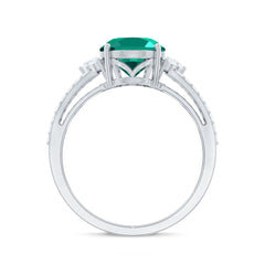 Certified 8X10 mm Oval Lab Grown Emerald Split Shank Engagement Ring
