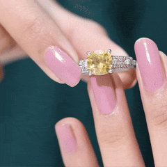 Vintage Style 8mm Citrine Cushion Cut Engagement Ring with Diamond