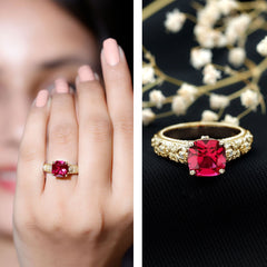 2 CT Cushion Cut Lab Created Ruby Solitaire Ring
