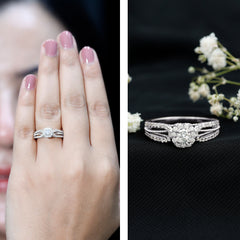 Real Diamond Designer Engagement Ring in Split Shank