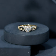Real Diamond Designer Engagement Ring in Split Shank