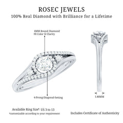 Certified Diamond Classic Engagement Ring in Split Shank