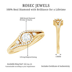 Certified Diamond Classic Engagement Ring in Split Shank