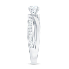 Zircon Solitaire Infinity Engagement Ring with Side Stones