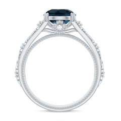 8mm Round London Blue Topaz Vintage Engagement Ring with Certificate