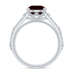 Vintage Looking Garnet Diamond Engagement Ring