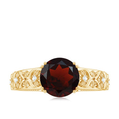 Vintage Looking Garnet Diamond Engagement Ring