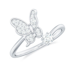 Natural Diamond Butterfly Ring with Certificate