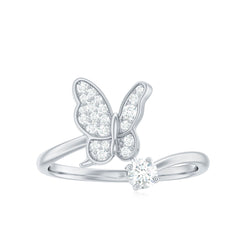 Natural Diamond Butterfly Ring with Certificate