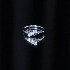 Certified Round Moissanite Three Stone Engagement Ring