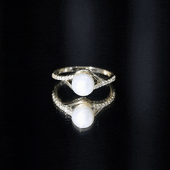 Freshwater Pearl and Diamond Classic Engagement Ring