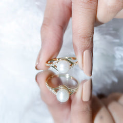 Freshwater Pearl and Diamond Classic Engagement Ring