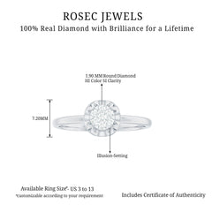 Round Shape Diamond Ring in Illusion Setting