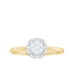 Round Shape Diamond Ring in Illusion Setting