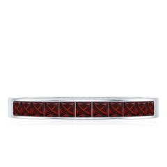 Natural Princess Cut Garnet Half Eternity Ring in Channel Set