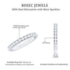 Bar Set Moissanite Half Eternity Band For Women