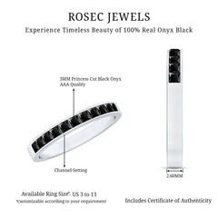 Princess Cut Black Onyx Half Eternity Band in Channel Setting