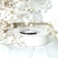 Princess Cut Black Onyx Half Eternity Band in Channel Setting