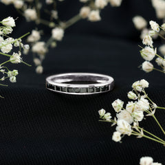 Princess Cut Black Onyx Half Eternity Band in Channel Setting