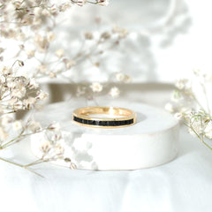 Princess Cut Black Onyx Half Eternity Band in Channel Setting