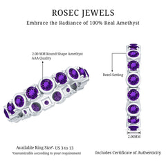 Natural Amethyst Eternity Wedding Band in Gold Plated Silver