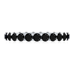 Certified Black Onyx Stackable Wedding Band for Women