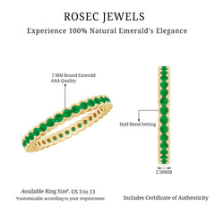 Beaded Bezel Set Emerald Full Eternity Stackable Ring