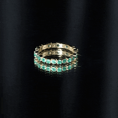 Real Emerald Eternity Wedding Band Ring for Women