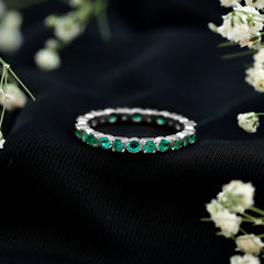Real Emerald Eternity Wedding Band Ring for Women