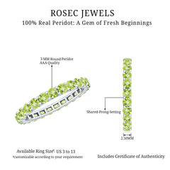 Natural Green Peridot Eternity Ring With Certificate