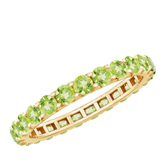 Natural Green Peridot Eternity Ring With Certificate