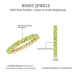 Natural Green Peridot Eternity Ring With Certificate