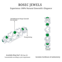 Minimalist Emerald Heart Shape Wedding Band