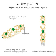 Minimalist Emerald Heart Shape Wedding Band