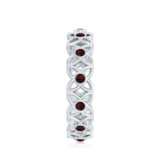 Certified Natural Garnet Flower Wedding Band