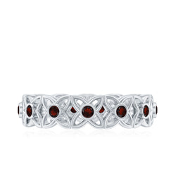 Certified Natural Garnet Flower Wedding Band