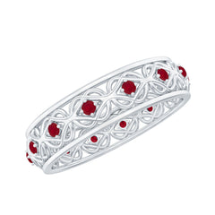 Natural Ruby Celtic Knot Wedding Band for Women