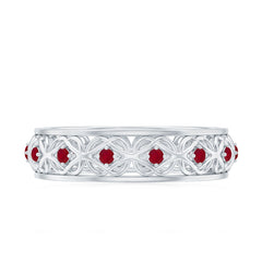 Natural Ruby Celtic Knot Wedding Band for Women