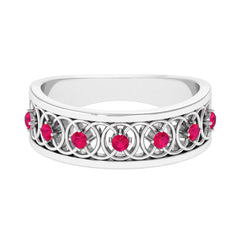 Vintage Inspired Ruby Half Eternity Anniversary Band Ring