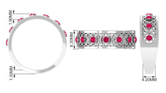 Vintage Inspired Ruby Half Eternity Anniversary Band Ring