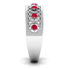 Vintage Inspired Ruby Half Eternity Anniversary Band Ring