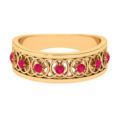 Vintage Inspired Ruby Half Eternity Anniversary Band Ring