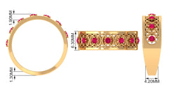 Vintage Inspired Ruby Half Eternity Anniversary Band Ring