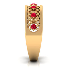 Vintage Inspired Ruby Half Eternity Anniversary Band Ring